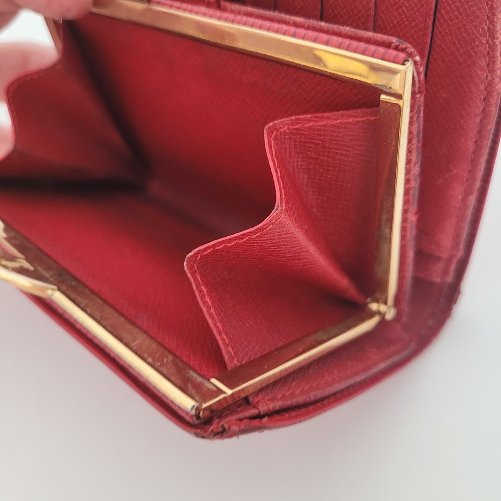 Louis Vuitton Red Epi Leather Portefeuille Viennois Kiss Lock Wallet MI0918 - Picture 5 of 13